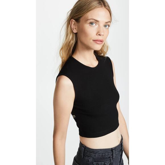 T By Alexander Wang Compact Rib Cut-Out Top Black - Picture 4 of 11